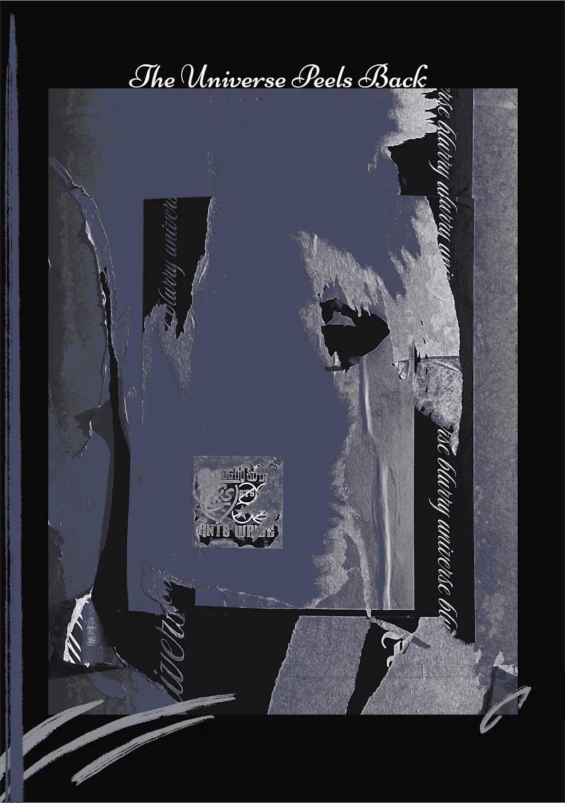 Cover image for “The Universe Peels Back” Two treatments of the same image —...