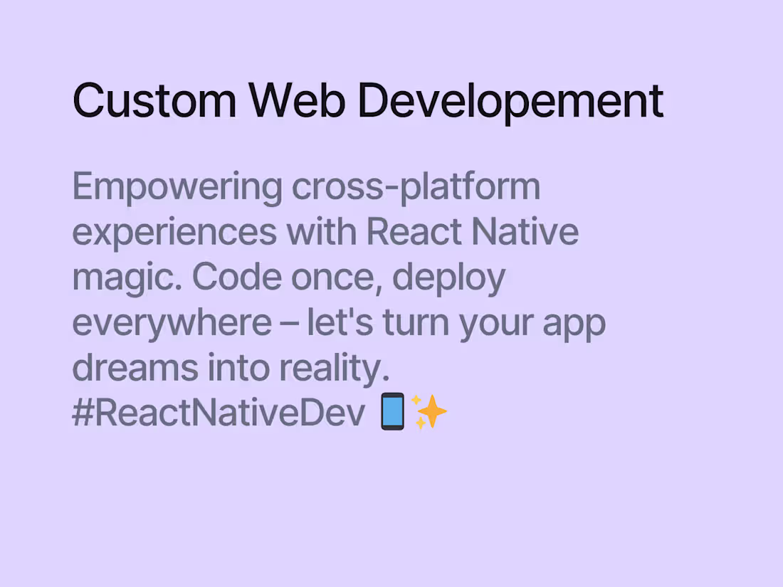 Cover image for I will create cross-platform app using react native. 