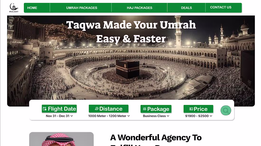 Cover image for Umrah Website UI/UX Design Designed a clean, respectful, and...