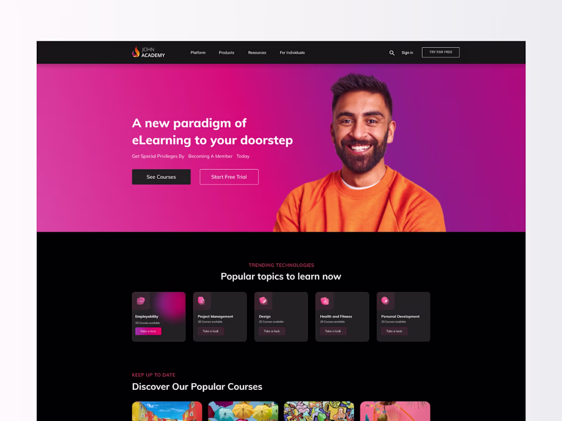 Cover image for John Academy Web Redesign