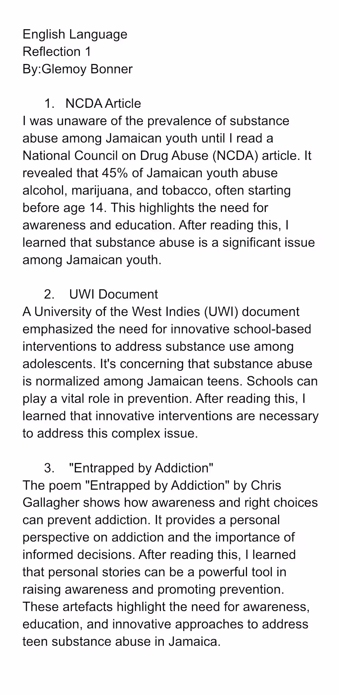 Cover image for Reflection 1, this is a