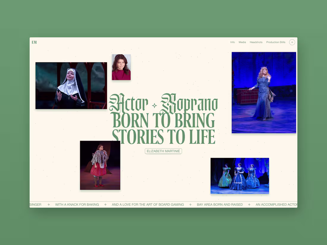 Cover image for Theatre Actor’s Portfolio (Web Design / Framer Development)