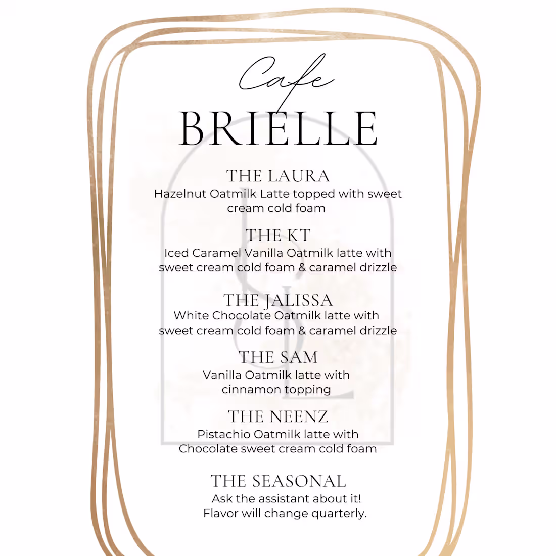 Cover image for Cafe Brielle menu graphic