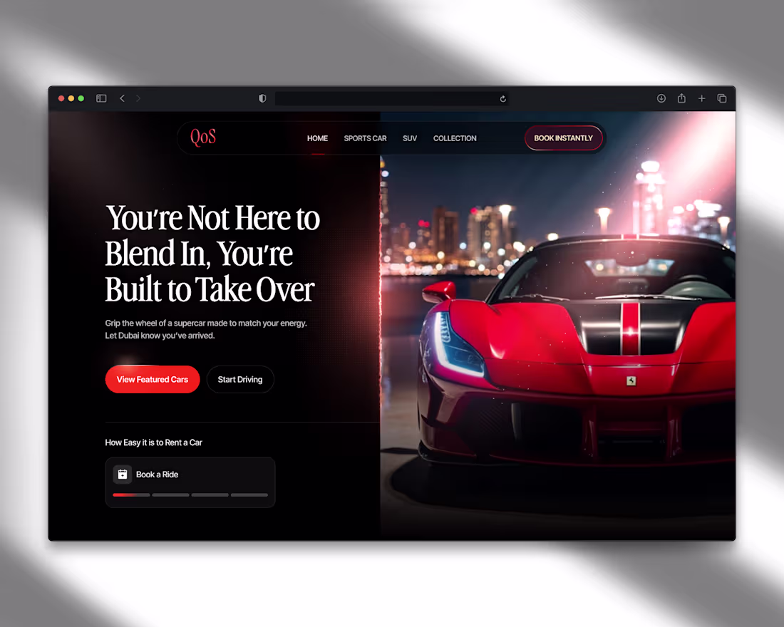 Cover image for Power Meets Prestige - Luxury Car Rental UI Concept