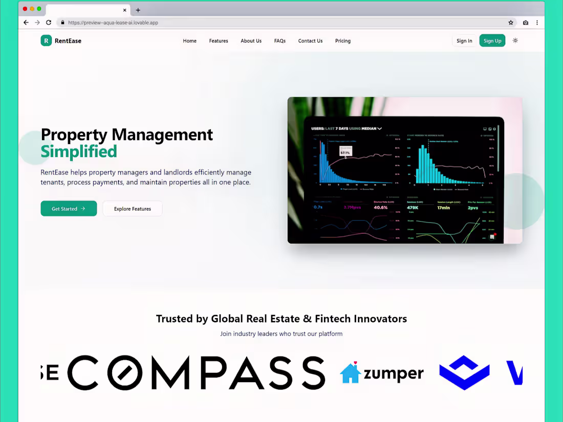 Cover image for RentEase Landing Page Design