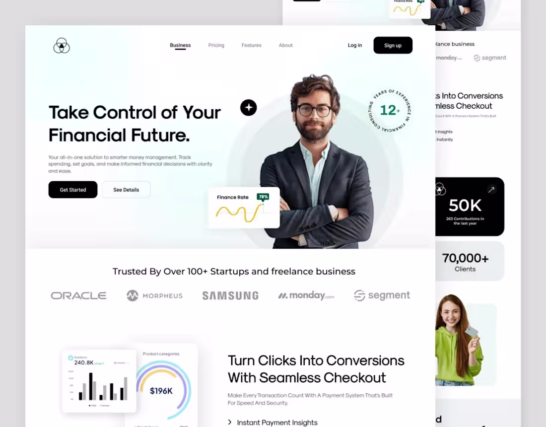 Cover image for Finance website landing page design