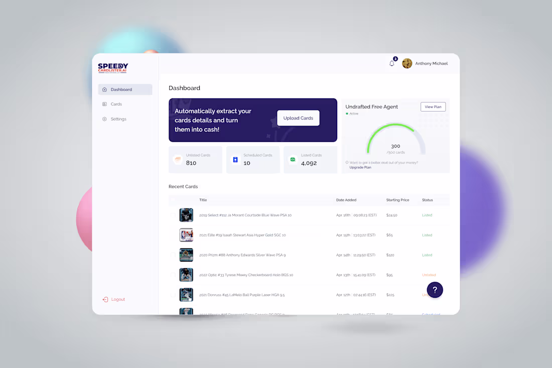 Cover image for Speedy Card Lister AI