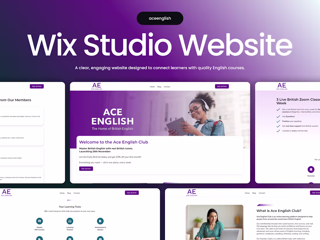 Cover image for Wix Studio Website Development for English Club