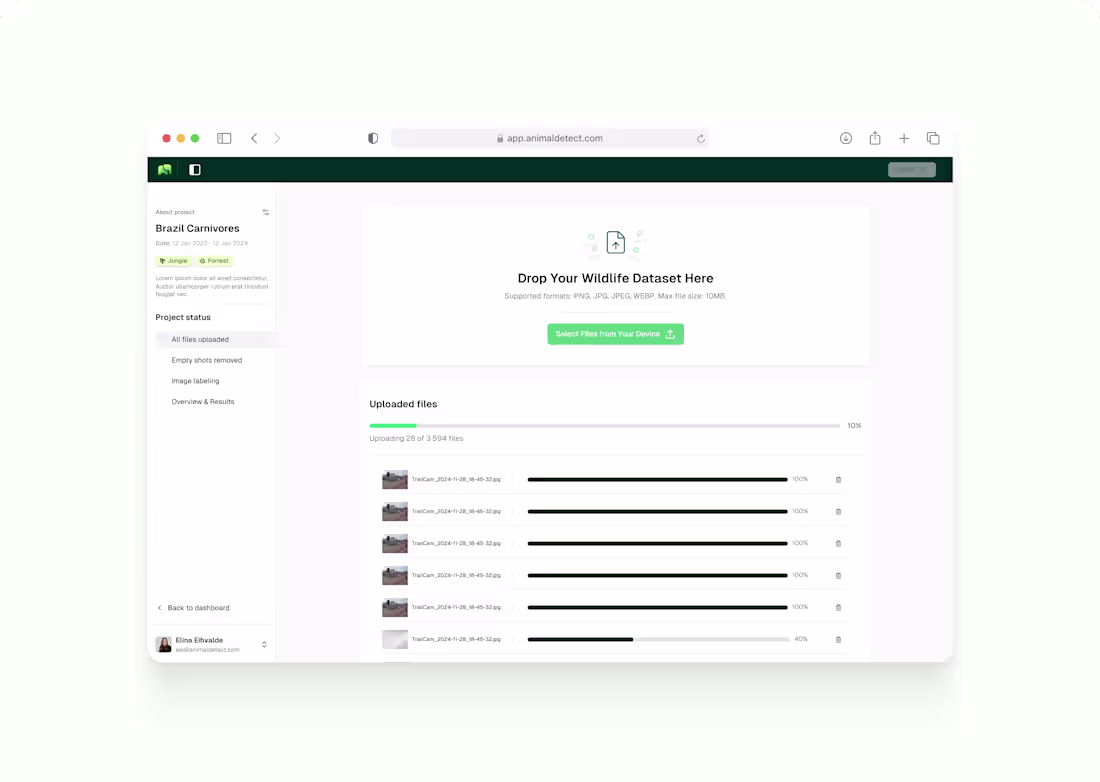 Cover image for Product design for AnimalDetect - Wildlife data management