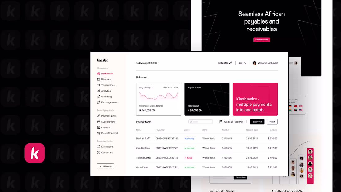 Cover image for Klasha Merchant Dashboard for B2B