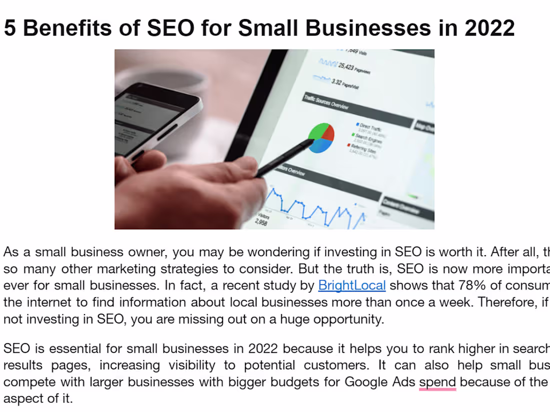 Cover image for 5 Benefits of SEO for Small Businesses in 2022.docx