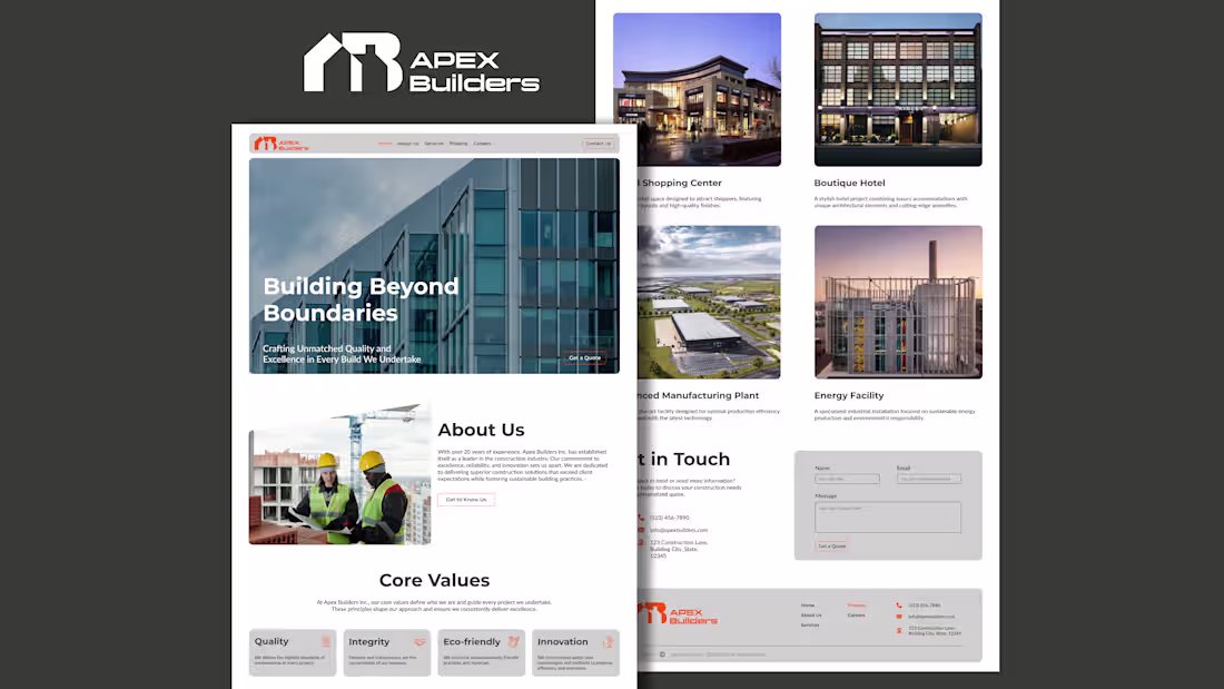 Cover image for Apex Builders Website Design and Development