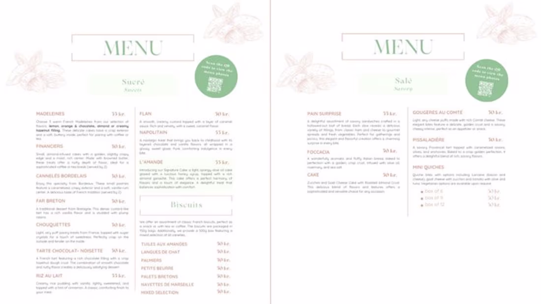 Cover image for Menu design for French Bakery