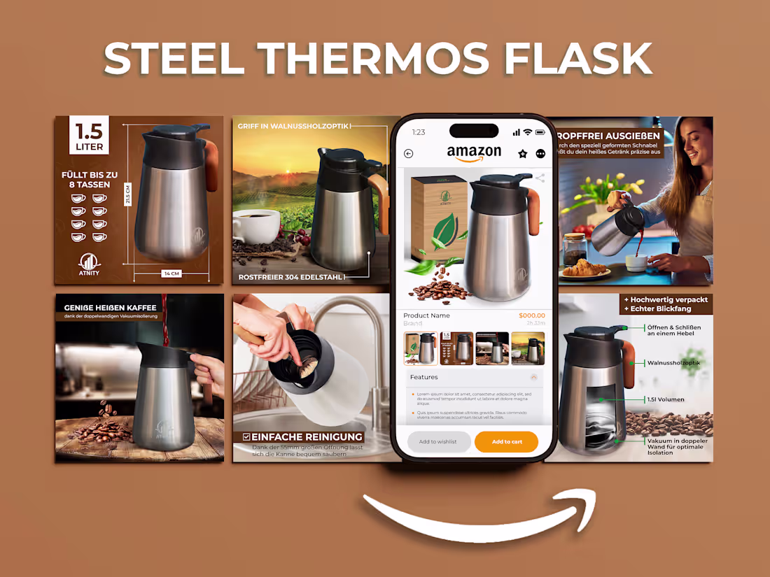 Cover image for Steel Thermos Flask Amazon Listing Images