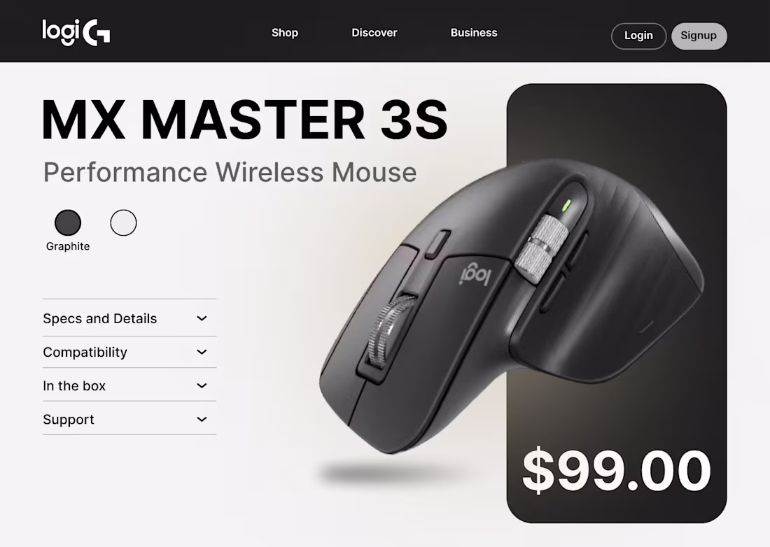 Cover image for Logitech Product Page Design