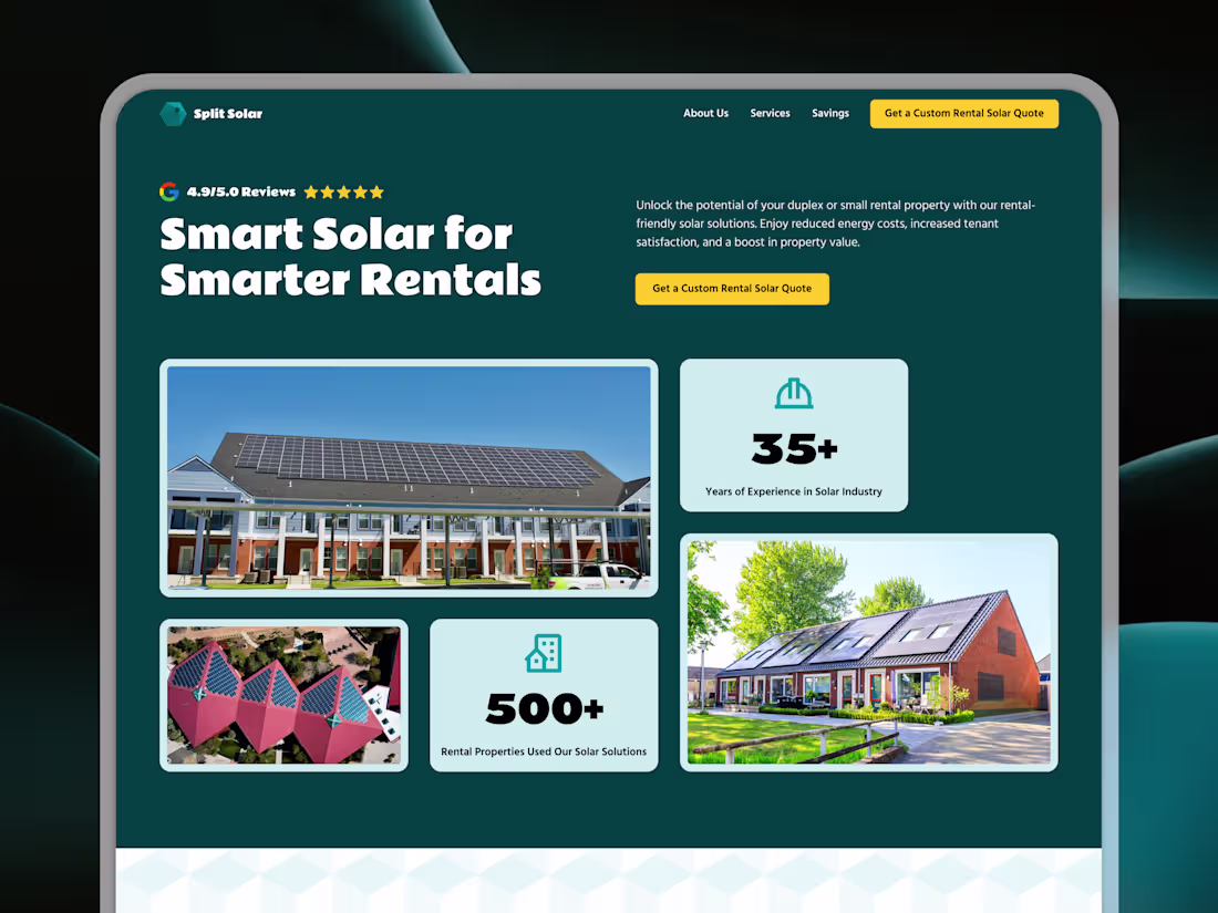 Cover image for Split Solar 🏡 | Rental Property Solar Website Design