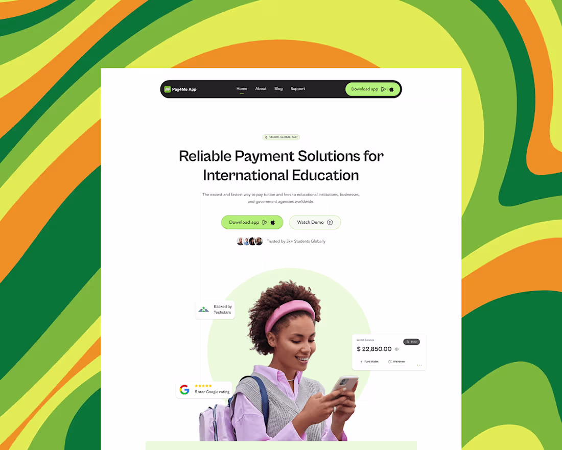 Cover image for Fintech Landing Page for International Eduction 
