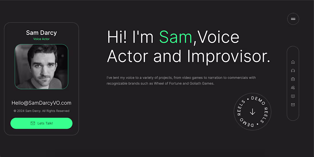 Cover image for Sam Darcy VO Framer Site