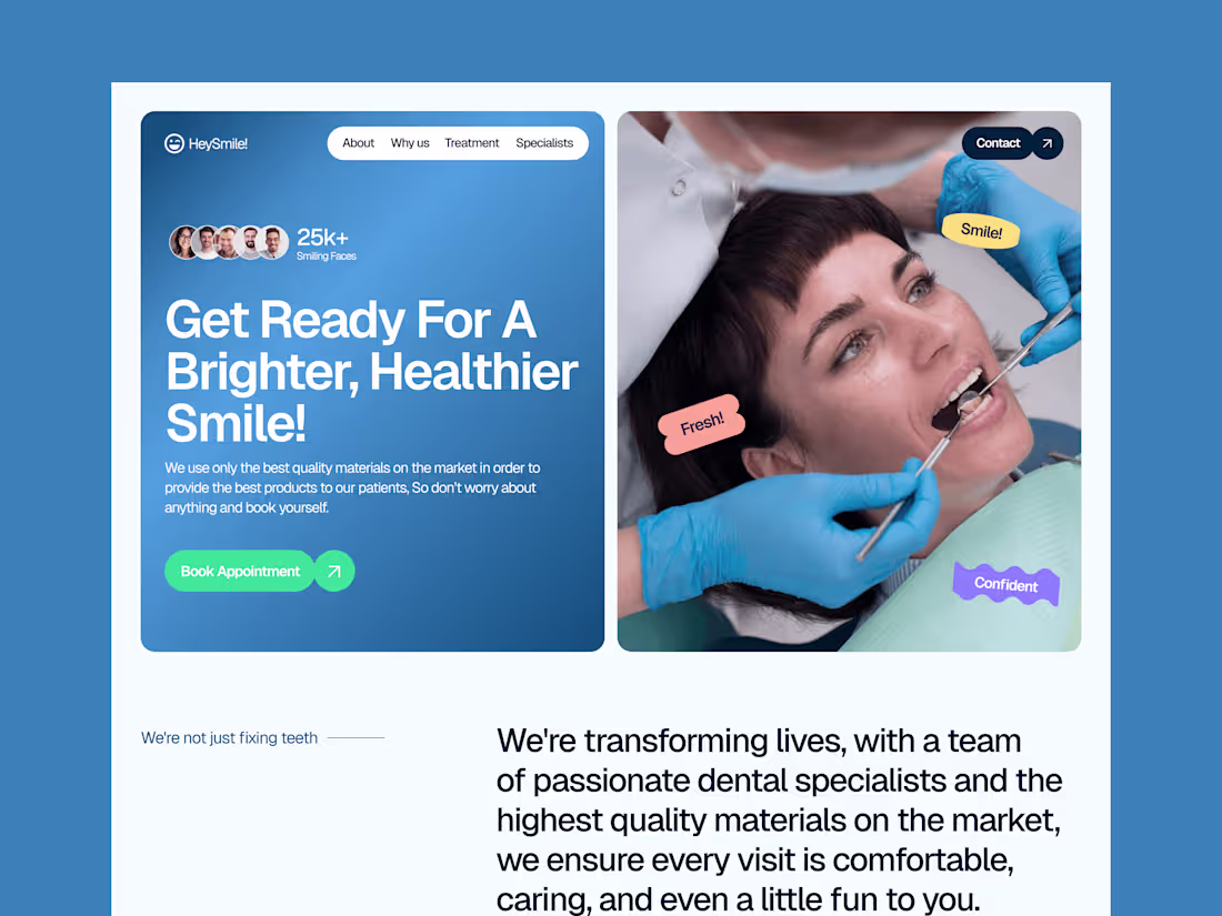 Cover image for HeySmile! Dental Care Landing Page