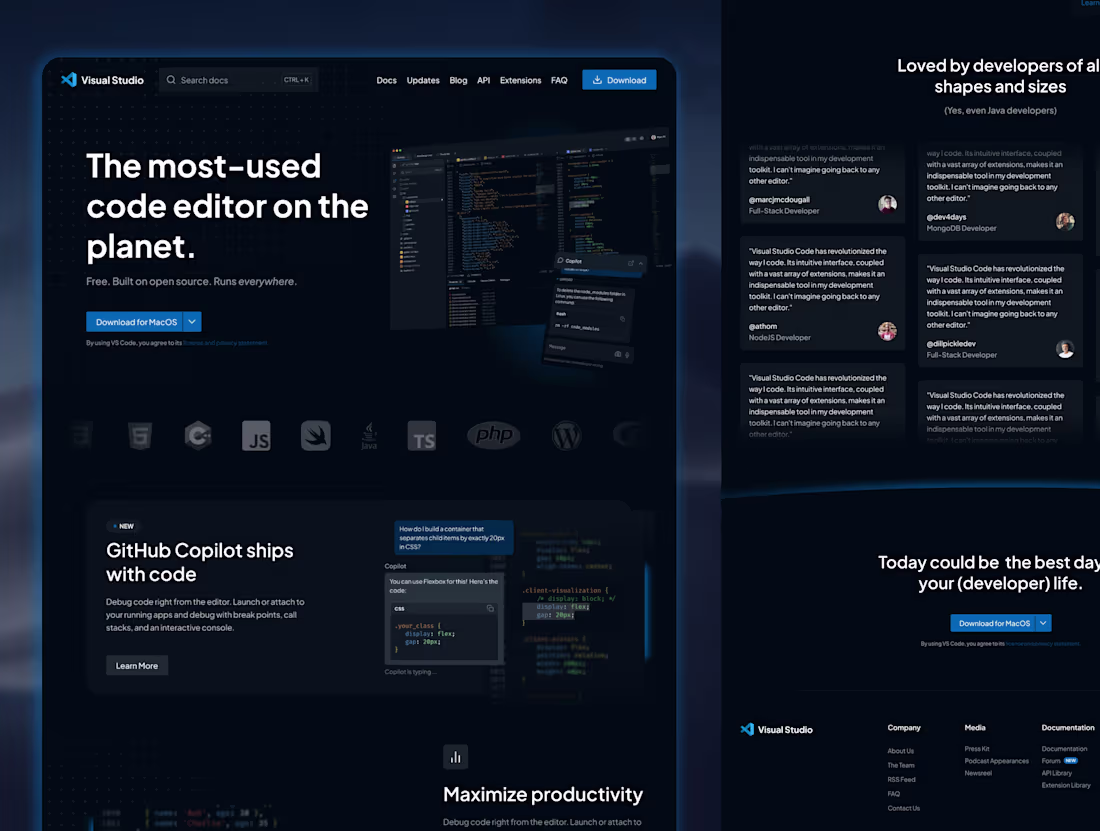 Cover image for VSCode – Marketing site redesign