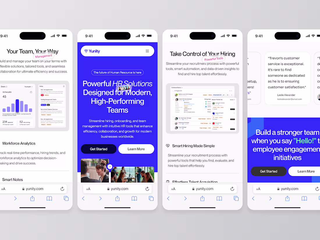 Cover image for Yunity - HR ⏐ Mobile Landing Page