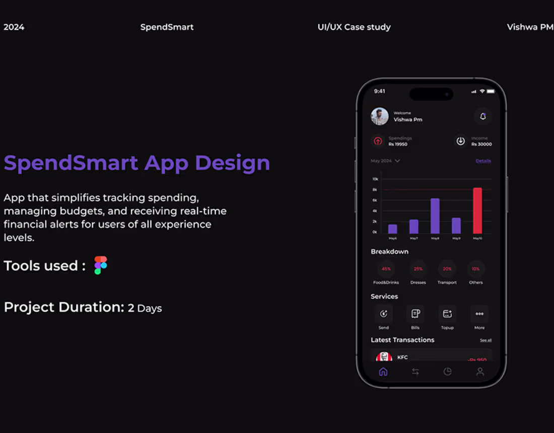 Cover image for spendsmart app to track your spending :: Behance