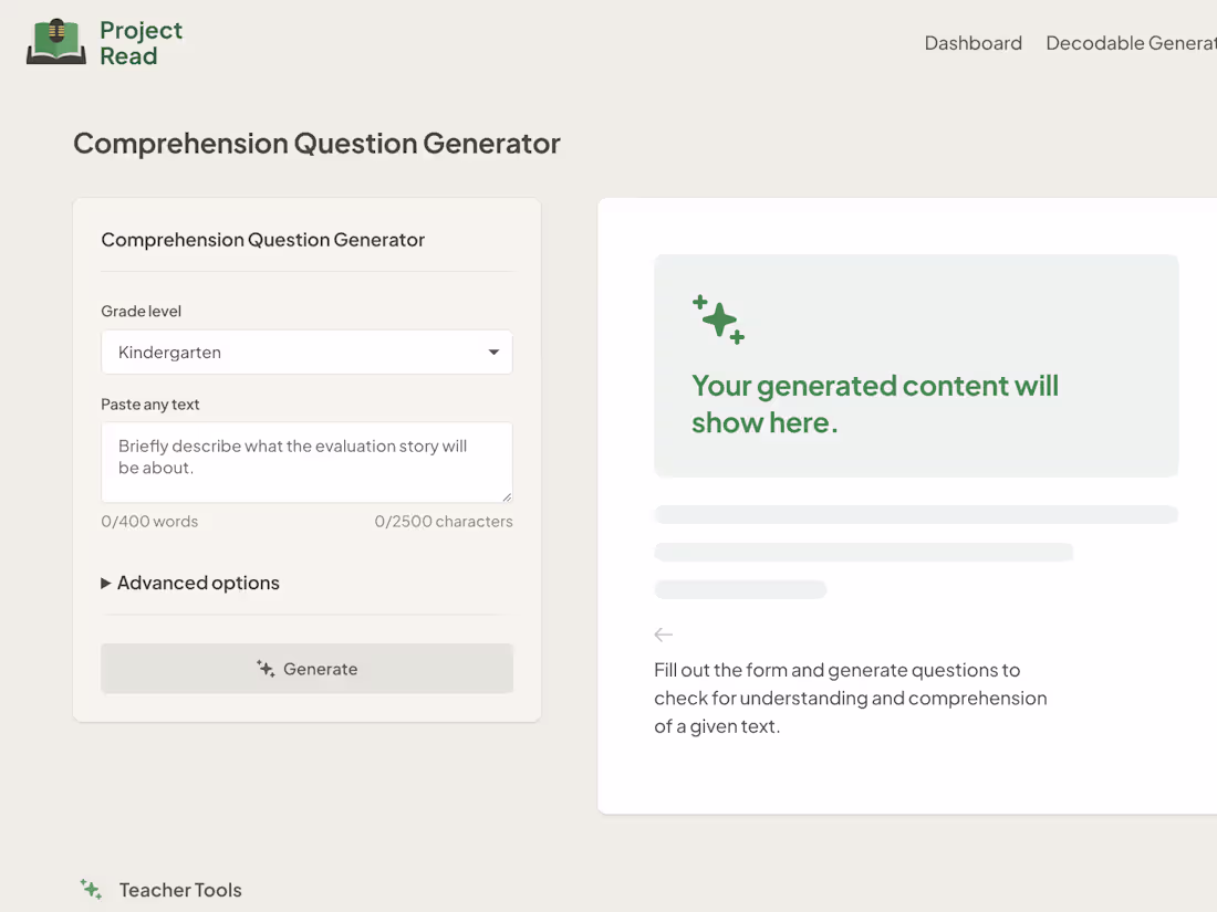 Cover image for Project Read // Comprehension Question Generator