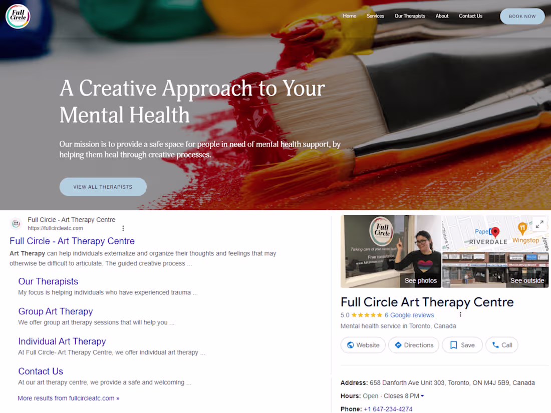 Cover image for Optimized Website for an Art Therapy Center in Toronto, Canada
