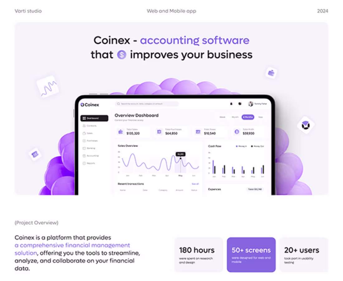 Cover image for Coinex : UI/UX Design | Accounting Software | Web App