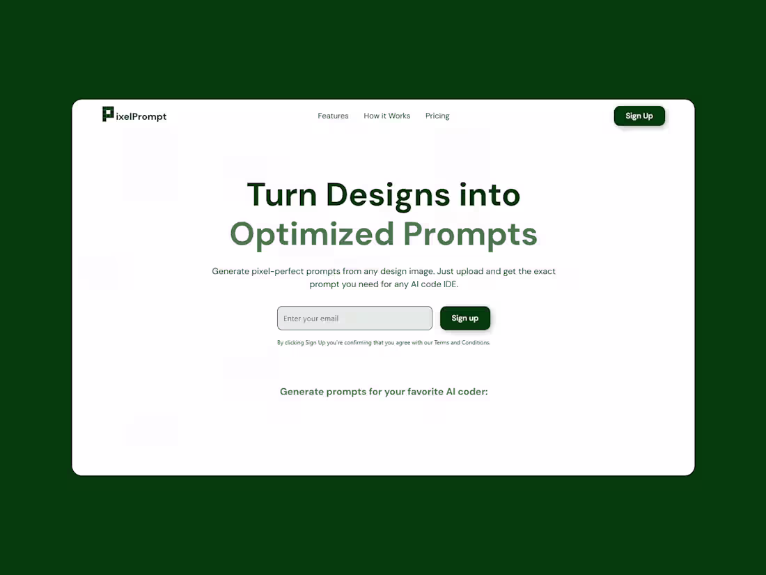 Cover image for PixelPrompt – SaaS Landing Page with GSAP & Custom Video Embed