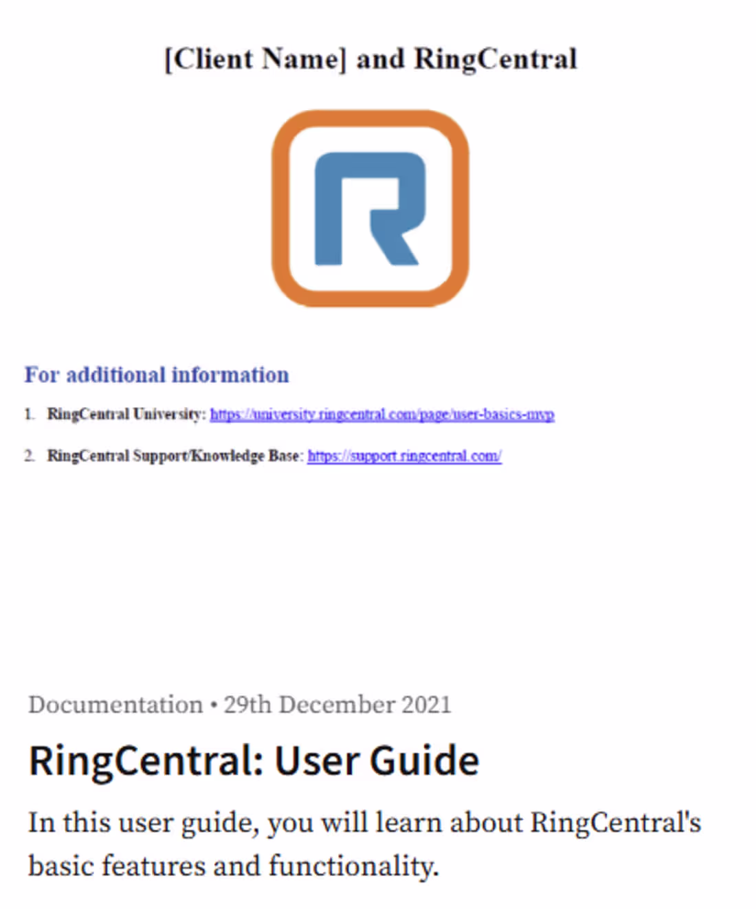 Cover image for RingCentral VoIP User Guide for Retail Staff