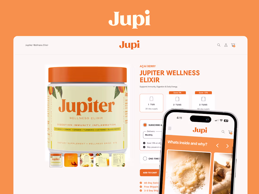 Cover image for Jupi | PDP Development + CRO 🟠