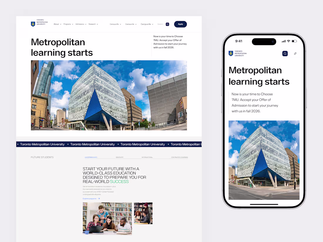 Cover image for Toronto Metropolitan University Website Redesign