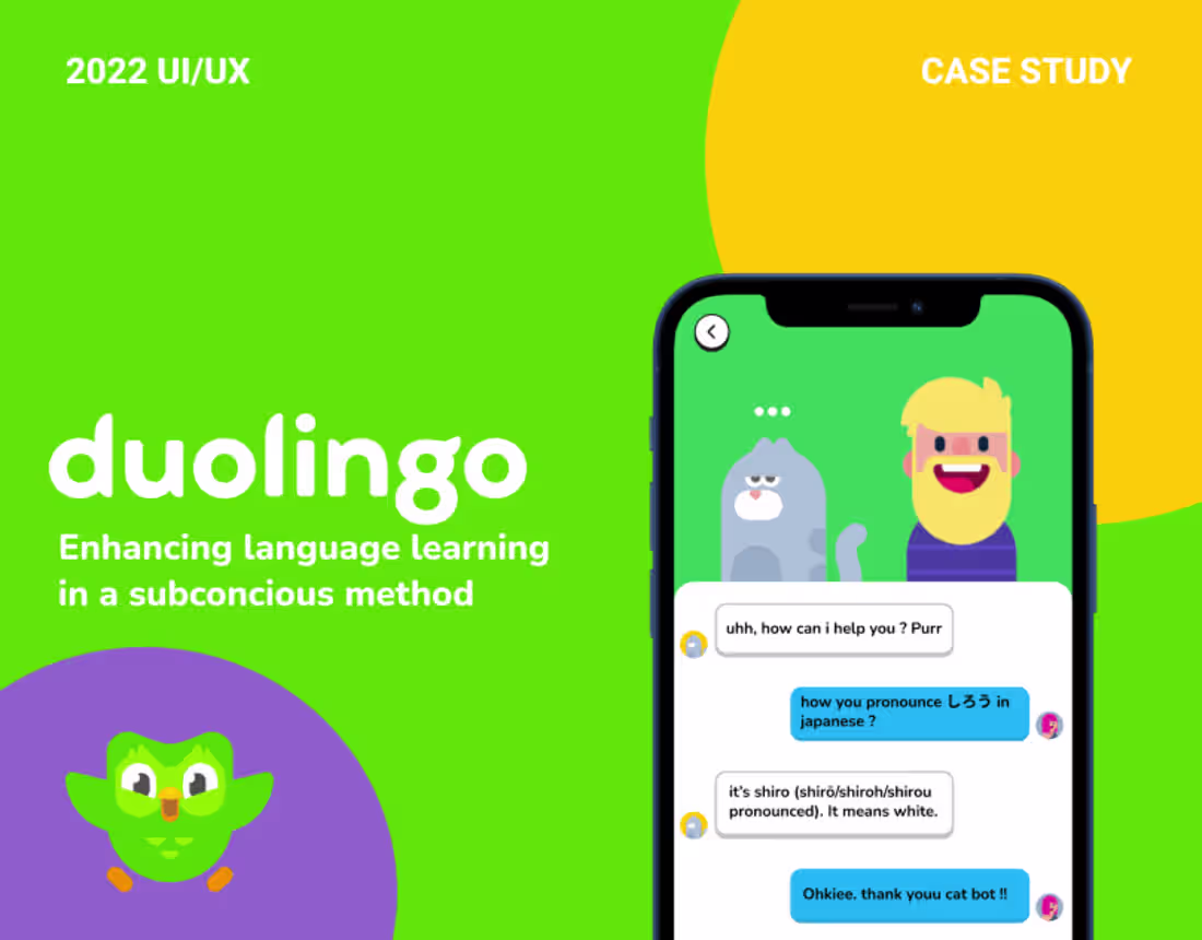 Cover image for UX RESEARCH : Duolingo Case Study