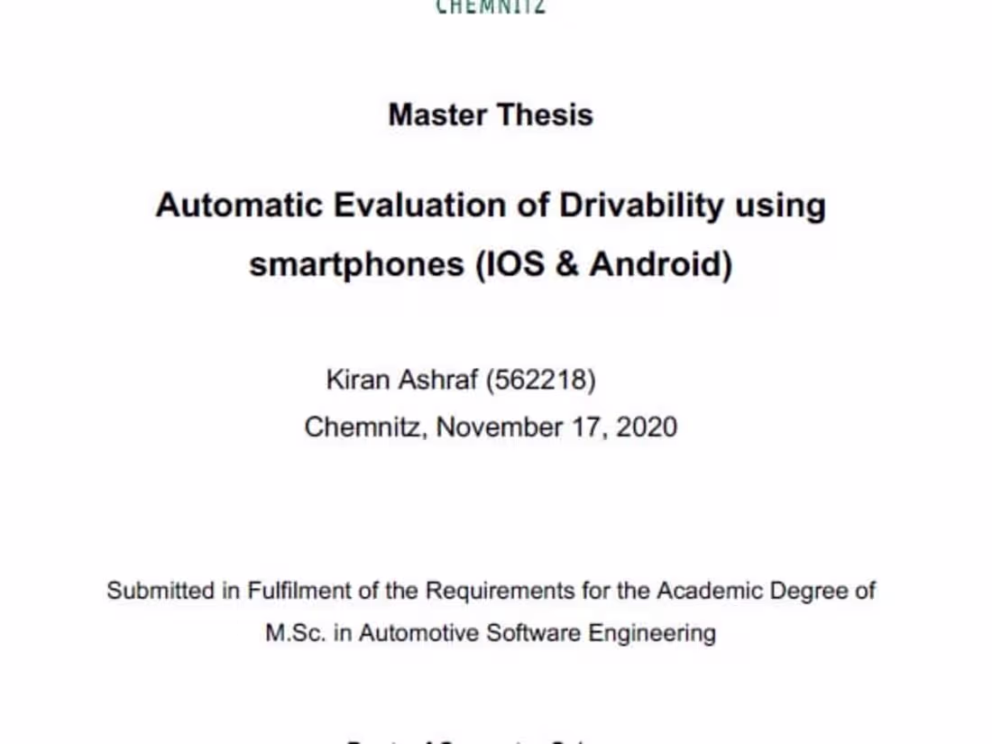 Cover image for Thesis Dissertation on Automation Evaluation of Drivability