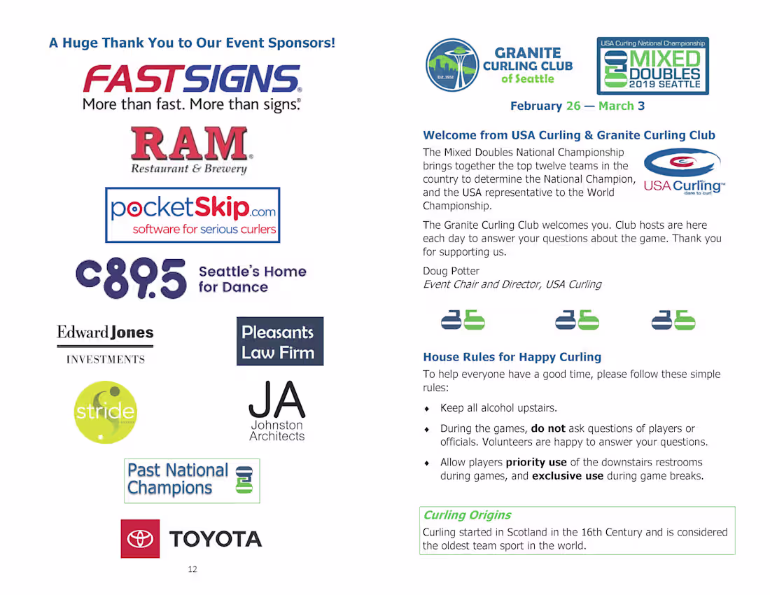 Cover image for Curling Mixed Doubles National Championship Program 2019 