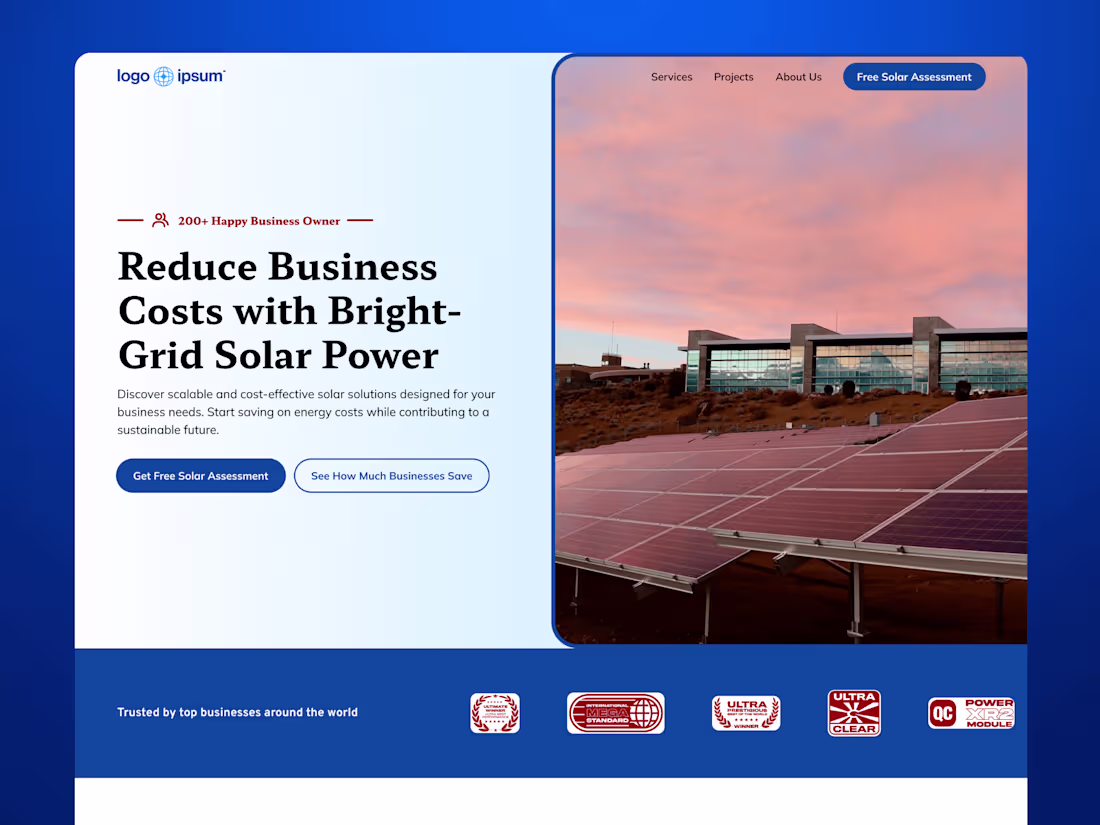 Cover image for BrightGrid Solar 🏨 | Commercial Solar Website Design