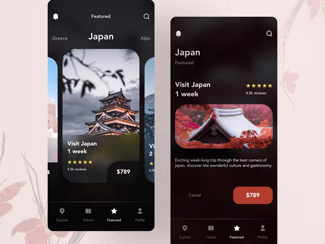 Cover image for https://www.behance.net/gallery/208288023/Travel-App