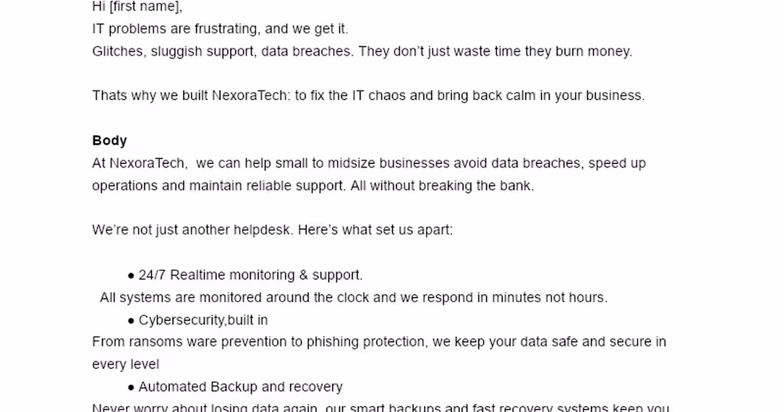 Cover image for Trust-Focused Cold Email for NexoraTech