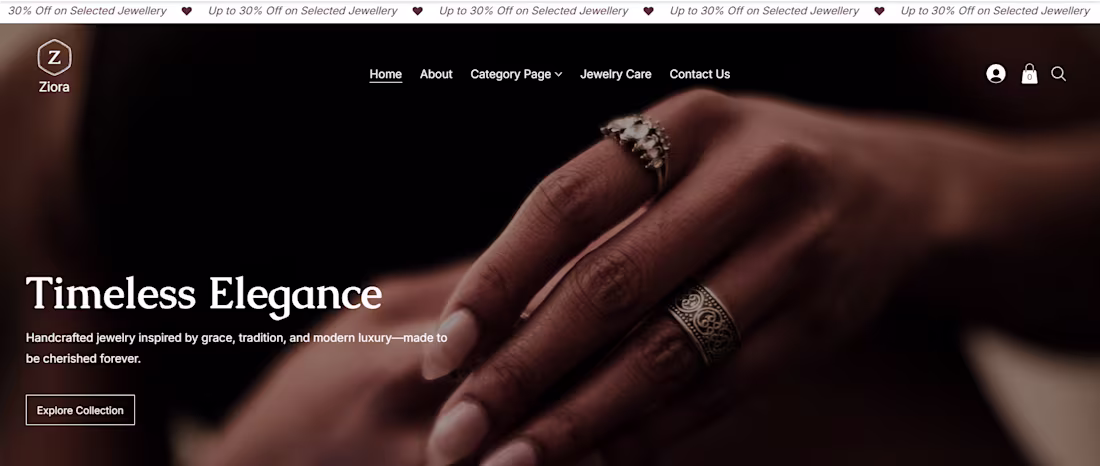 Cover image for Discover Ziora: Luxury Jewelry Website Crafted in Wix Studio