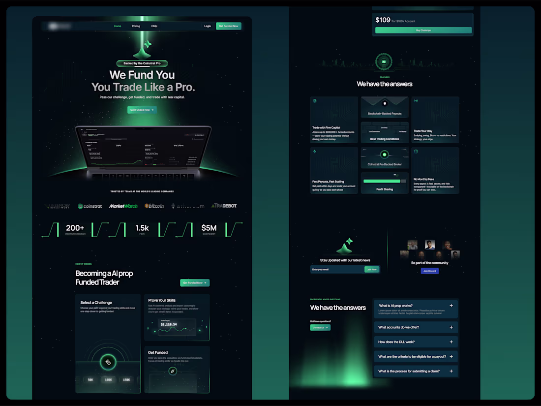 Cover image for Website design for a prop firm