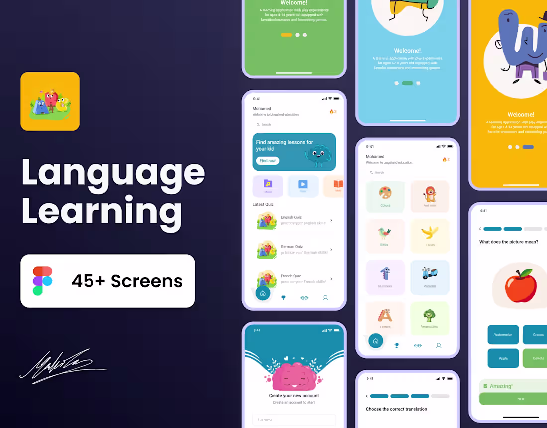 Cover image for Language Learning Mobile App UI