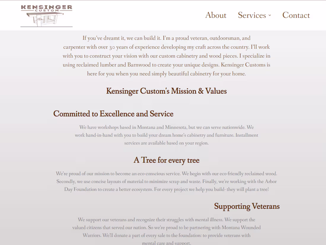 Cover image for About Page- Kensinger Custom - Custom cabinets and woodworking