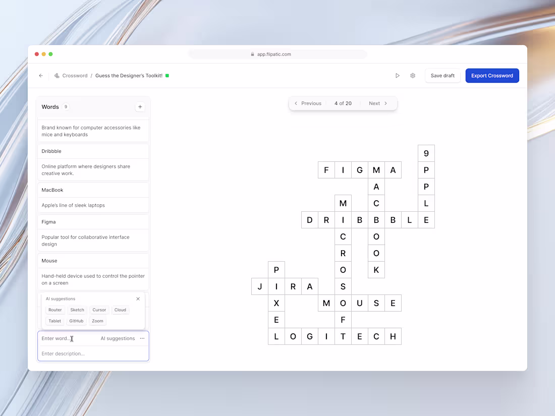 Cover image for Crossword editor interface for an