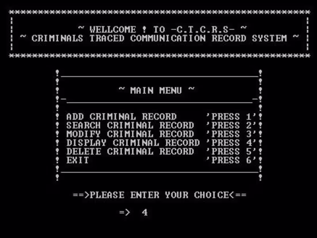 Cover image for CRIMINALS TRACED COMMUNICATION RECORD SYSTEM