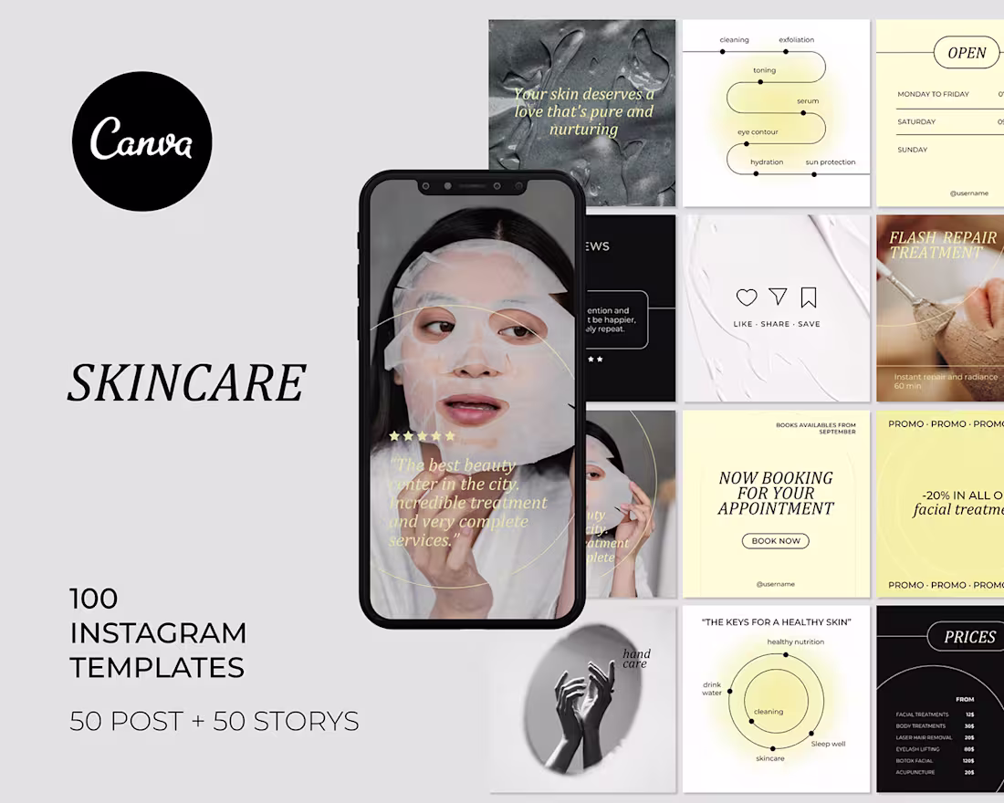Cover image for Skincare instagram templates for CANVA on Behance