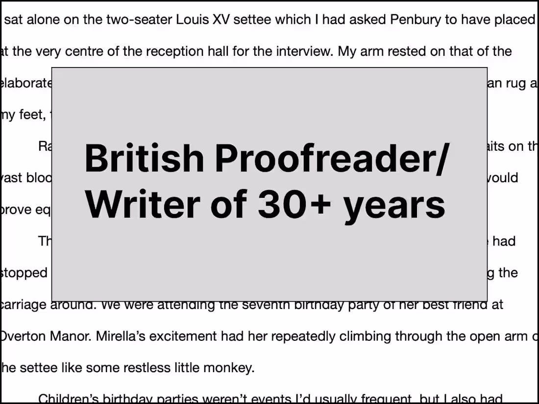 Cover image for British Proofreader/Writer of 30+ years