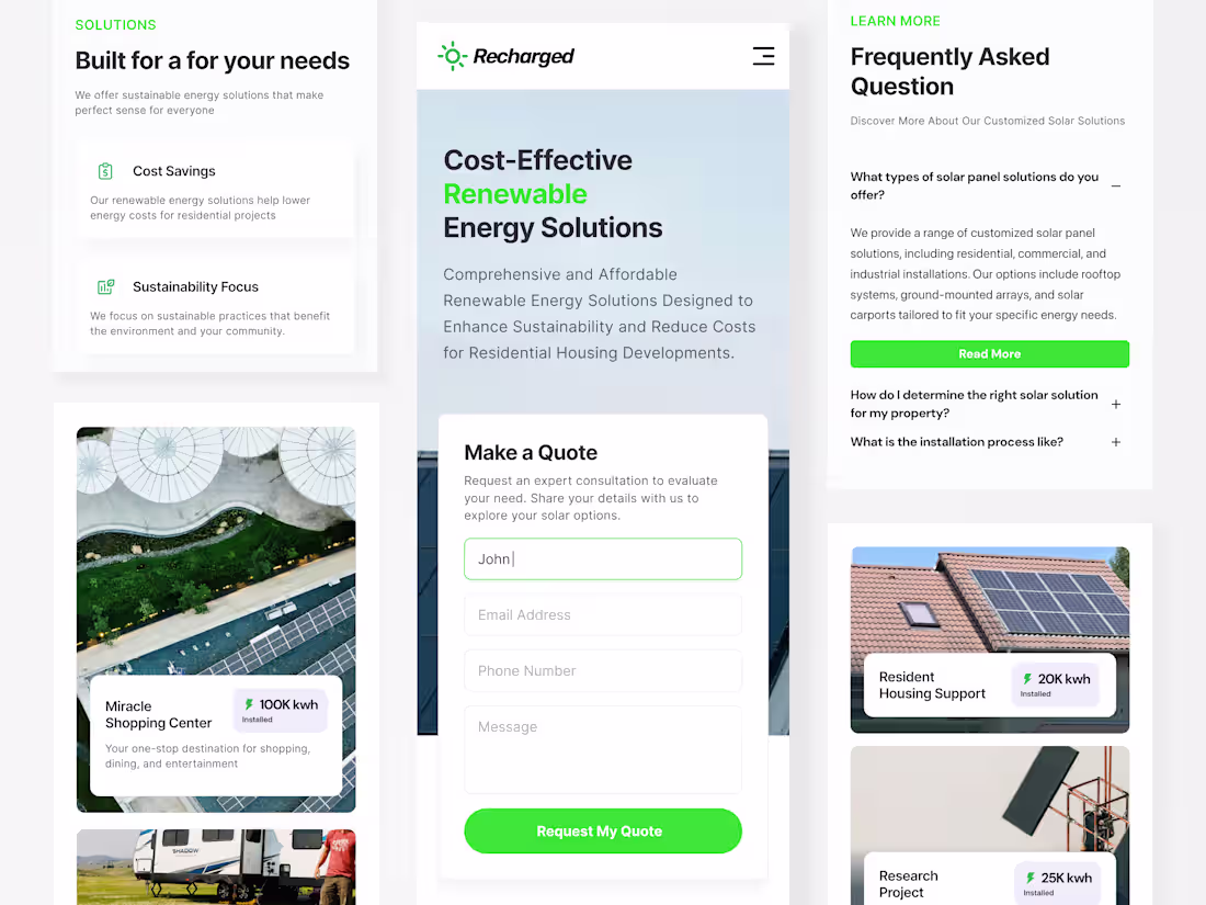 Cover image for Green Energy Mobile Landing Page