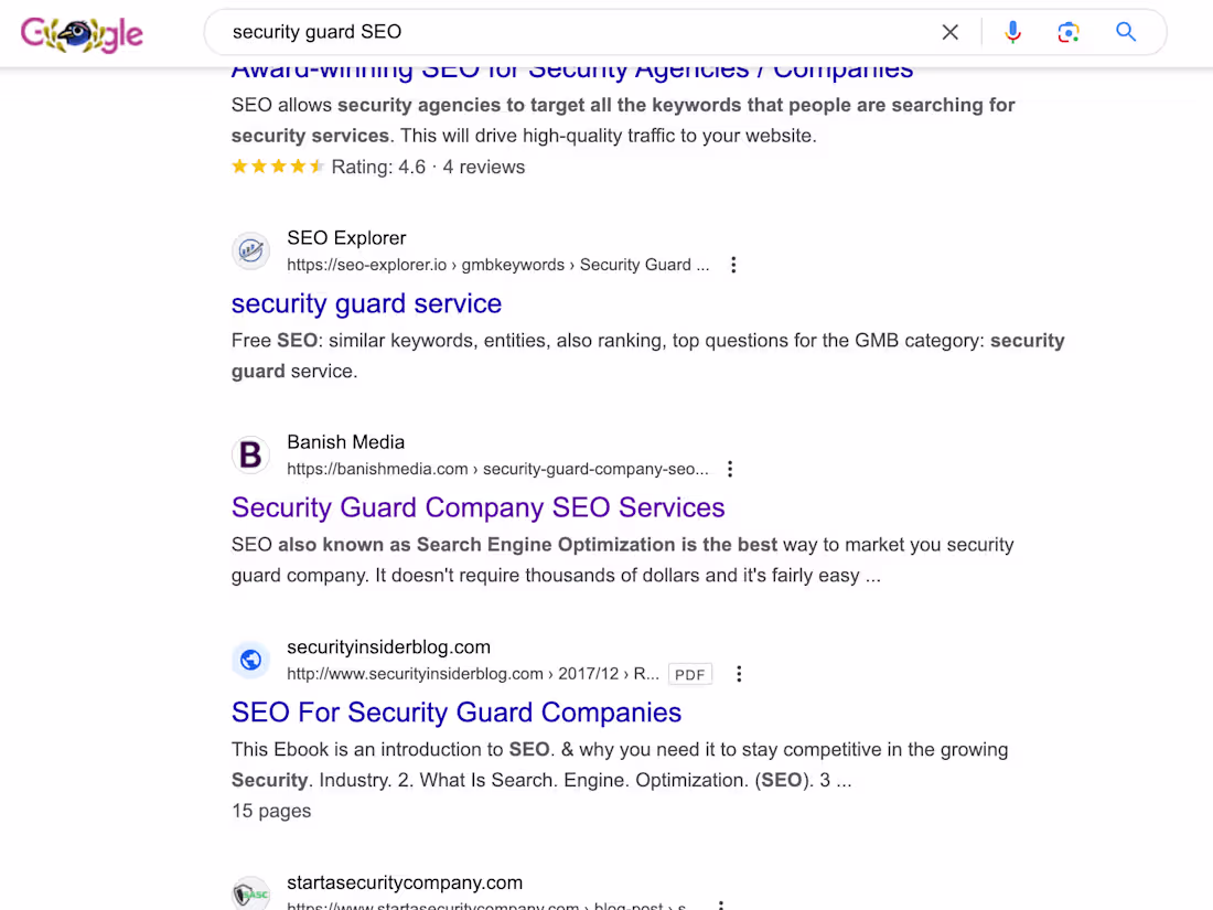 Cover image for Top Ranking for "Security Guard SEO" in 2 Months