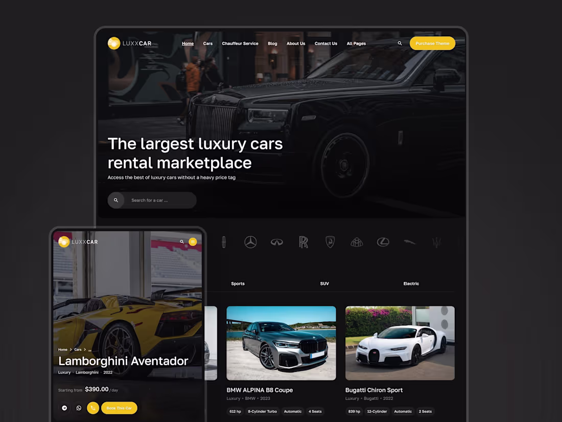 Cover image for LuxxCar - Car Rental and Dealership Template for Framer